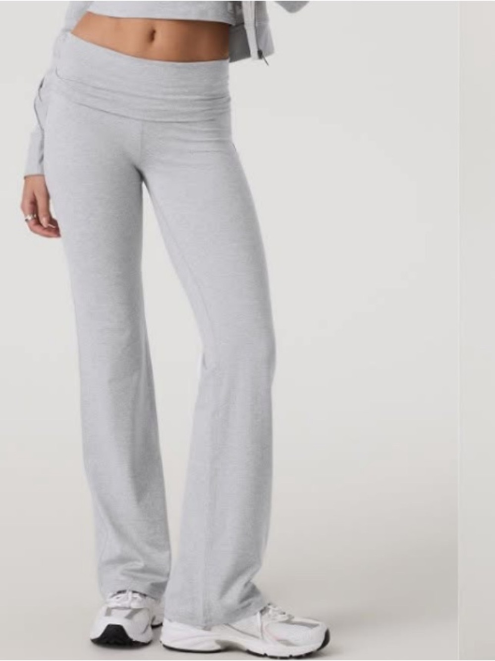 NWOT Fold Over Flare Pants and top in grey NWOT